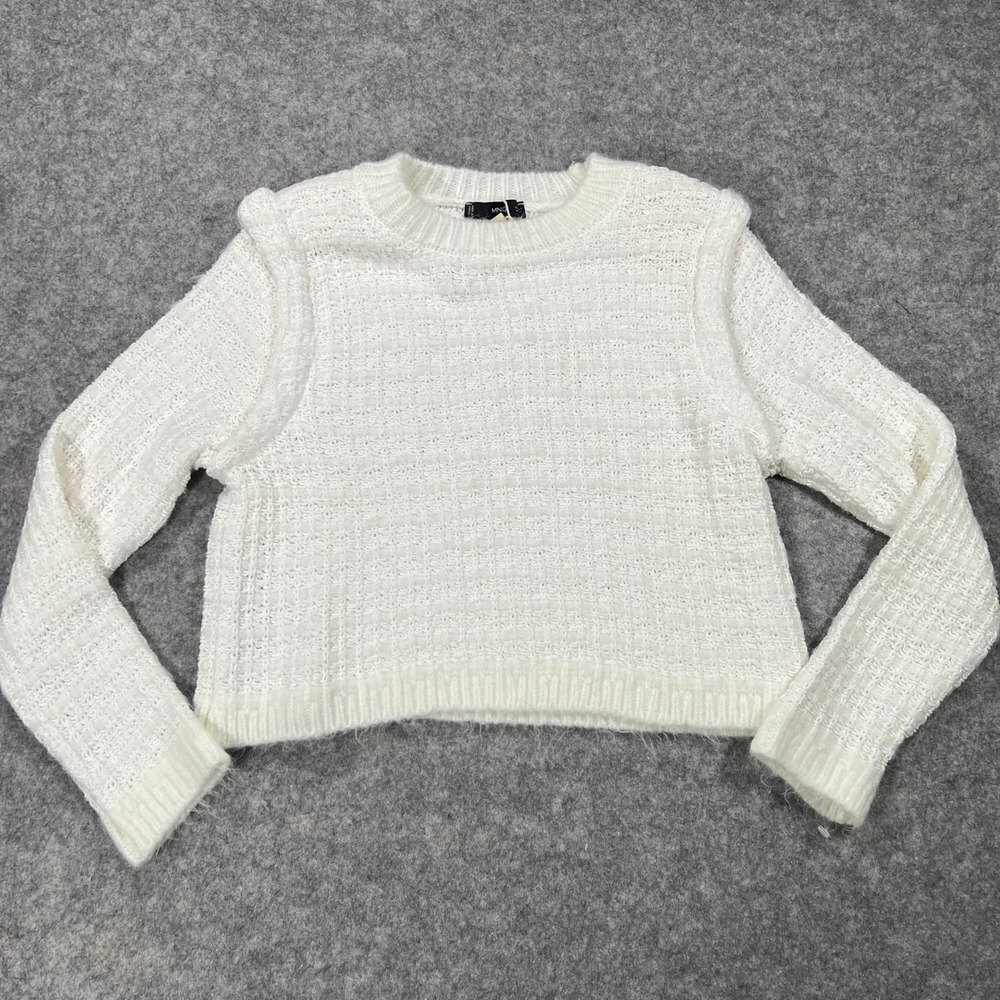 Mango Sweater Womens S White Tweed Knit Coquette Preppy Fall Winter Classic NWT